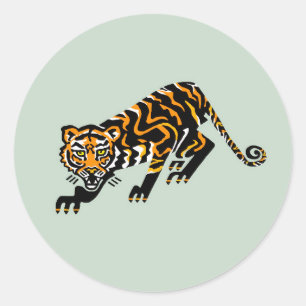 Sticker Rond Faune - Graphic TIGER - Animal activiste -Green