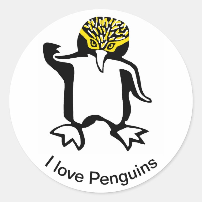 Sticker Rond Faune - Joli heureux J'aime les PENGUINS- Nature (Devant)