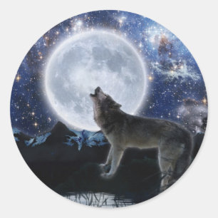 Sticker Rond Faune Loup gris conception animal amoureux