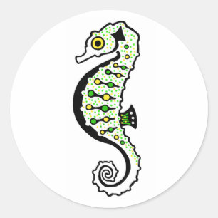 Sticker Rond Faune mignonne SEAHORSE - En voie de disparition -