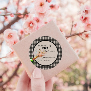 Sticker Rond Fausse fourrure & fizz hiver noir & Blanc shower d