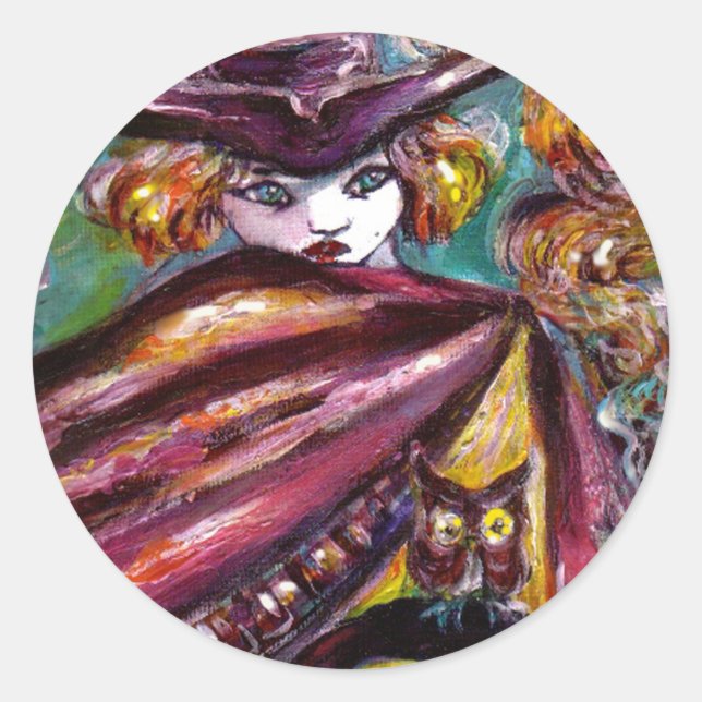 Sticker Rond FAUST / Masque mystérieux avec Tricorne et Chouett (Devant)