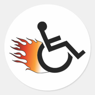 Sticker Rond fauteuil roulant enflammé