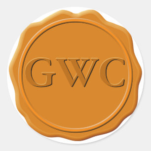 Sticker Rond Faux Cuivre Cire Sceau Monogramme Personnalisé