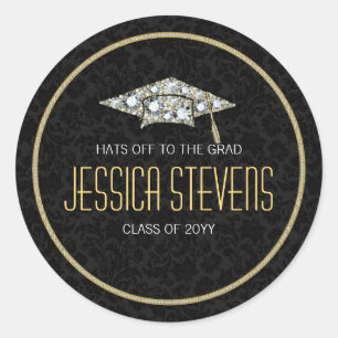 Sticker Rond Faux Damions Et Casquette De Diplôme D'Or 2b