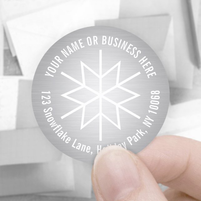 Sticker Rond Faux de neige Faux Argent Foil Retourner l'adresse (Créateur téléchargé)