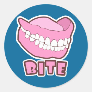 Sticker Rond Faux dents Dentures Bite