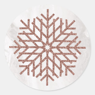 Sticker Rond Faux d'hiver Rose Flèches de neige en or