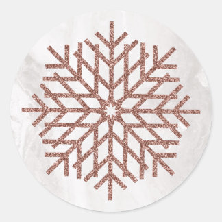 Sticker Rond Faux d'hiver Rose Flèches de neige en or