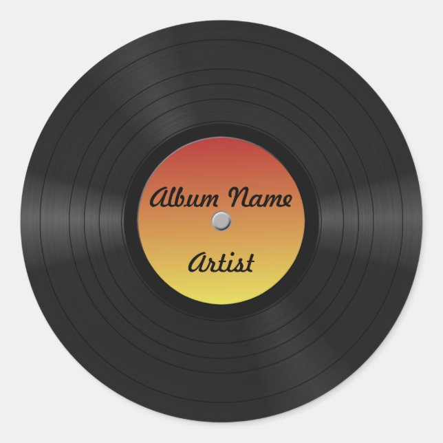 Sticker Rond Faux disque vinyle fait sur commande (Devant)