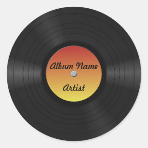 Sticker Rond Faux disque vinyle fait sur commande