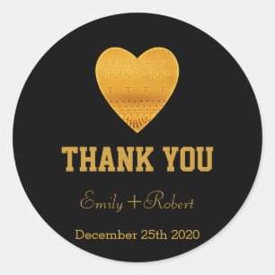 Sticker Rond Faux Foil Gold Mariage Merci