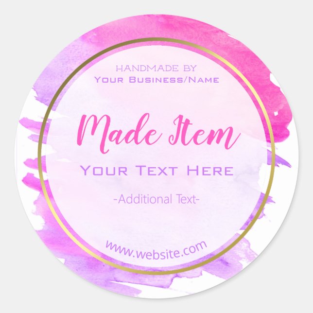 Sticker Rond Faux Gold Foil artisanal Petite entreprise (Devant)