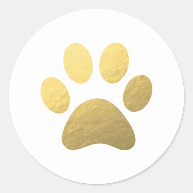 Sticker rond Faux Gold Foil Empreinte de patte cla (Devant)