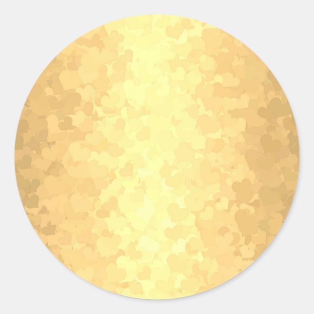 Sticker Rond Faux Gold Hearts Blank Modèle Glamor Golden (Devant)