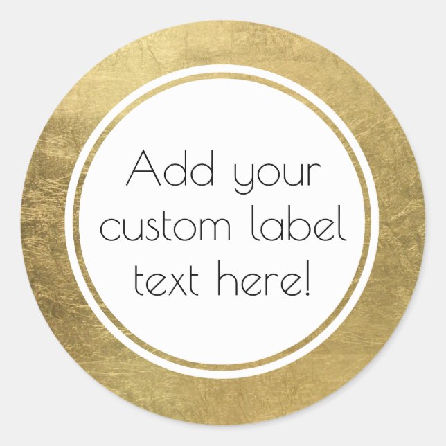 Sticker Rond Faux Gold Leaf Custom Craft Favoriser Mariage (Devant)