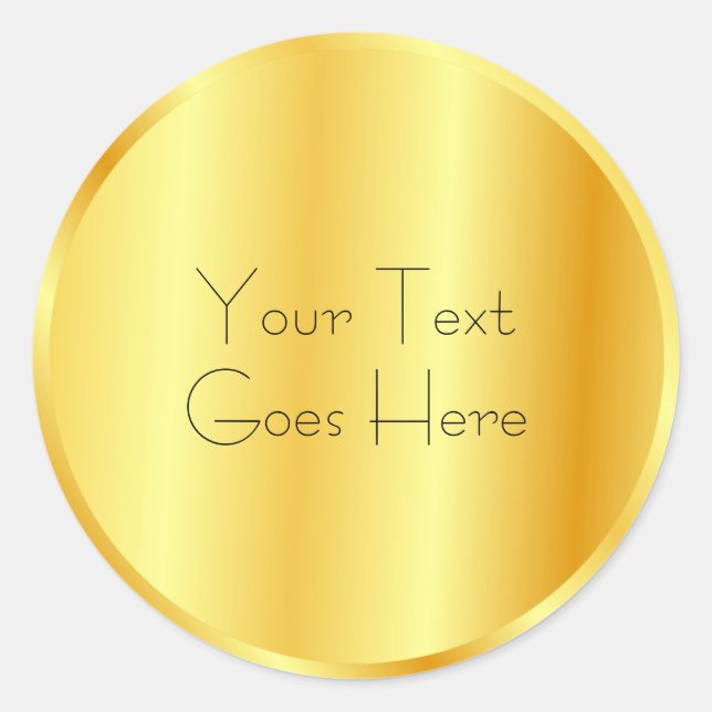Sticker Rond Faux Gold Metallic Look Ajouter votre texte (Devant)