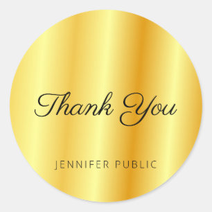 Sticker Rond Faux Gold Metallic Look Merci Monogrammé
