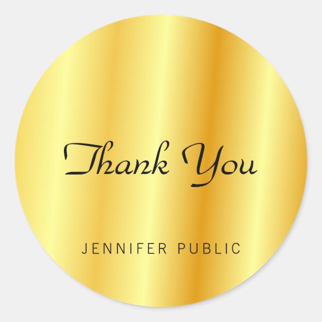 Sticker Rond Faux Gold Metallic Look Merci Monogramme (Devant)