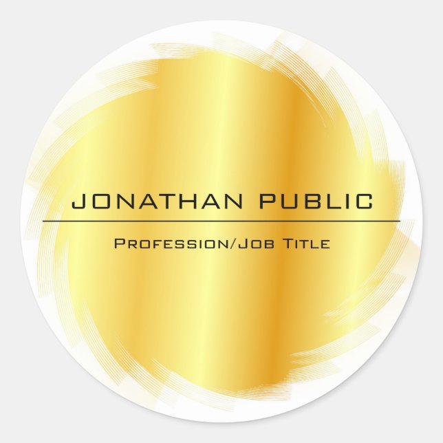 Sticker Rond Faux Gold Modern Elegant Simple Design Modèle (Devant)