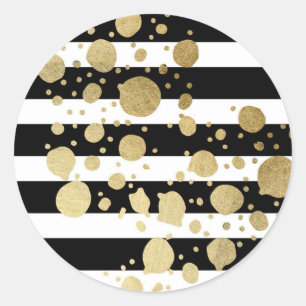 Sticker Rond Faux Gold Paint Splatz sur bandes Noir & Blanc