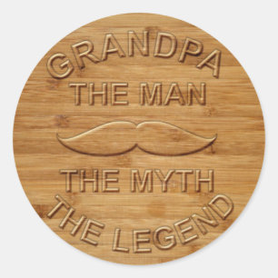 Sticker Rond Faux Grandpa en bois sculpté La Légende