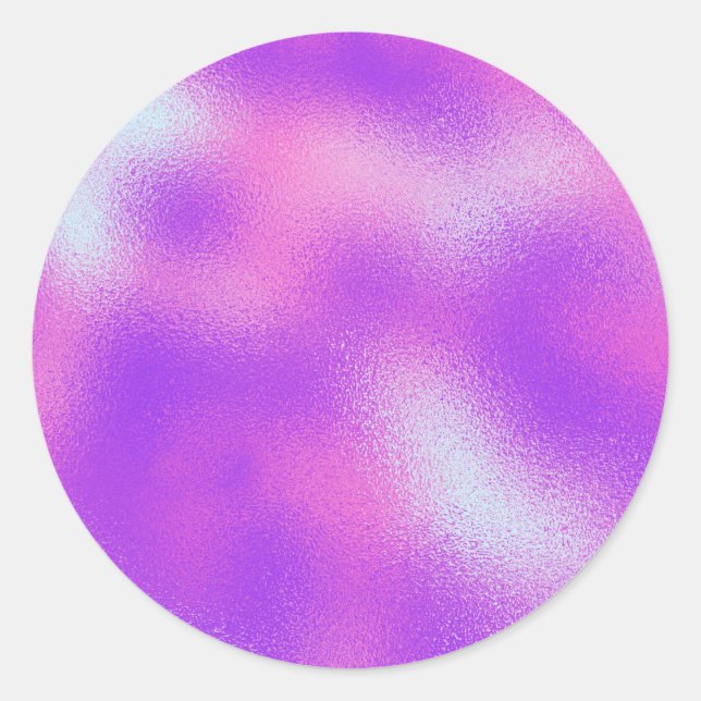 Sticker Rond Faux Holographique violet Personnalisé tendance (Devant)