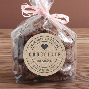 Sticker Rond Faux Kraft fait maison cuit avec amour