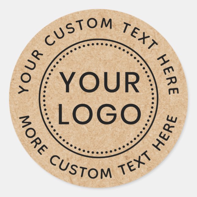 Sticker Rond Faux Kraft paper look custom logo circular text (Devant)