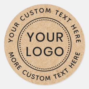 Sticker Rond Faux Kraft paper look custom logo circular text