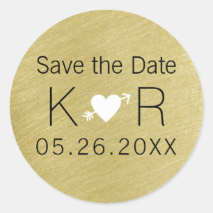 Sticker Rond faux or-couleur enregistrer la date mariage