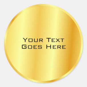 Sticker Rond Faux Or Métallisé Ajoutez Votre Texte Personnalisé