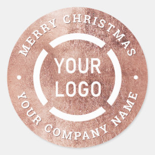 Sticker Rond Faux or Rose Joyeux Noël Compagnie Logo