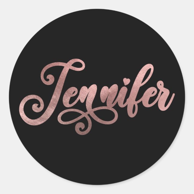 Sticker Rond Faux Or Rose Ombre Feuille Décorative Jennifer (Devant)