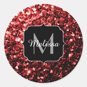 Sticker Rond Faux paillettes rouge foncé éclats de glamour Mono