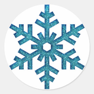 Sticker Rond Faux Parties scintillant Flocon de neige Noël Stic