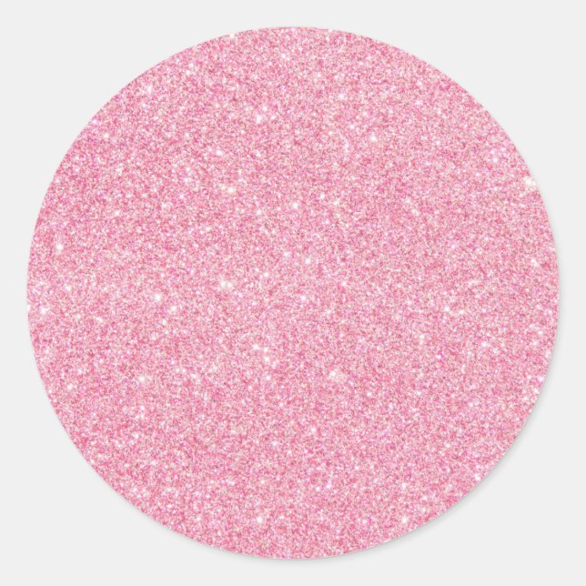 Sticker Rond Faux Parties scintillant rose Personnalisé tendanc (Devant)