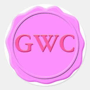 Sticker Rond Faux Pink Wax Seal Monogramme personnalisé