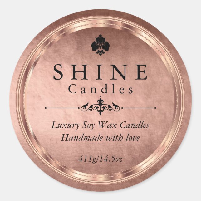 Sticker Rond Faux Rose Gold Foil (Devant)