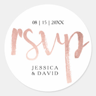 Sticker Rond Faux Rose Gold Foil RSVP