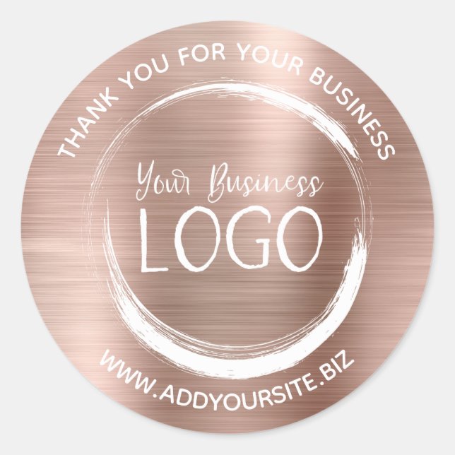 Sticker Rond Faux Rose Gold Merci pour votre entreprise (Devant)
