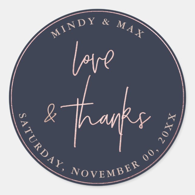 STICKER ROND FAUX ROSE OR LOVE+THANATURE SIGNATURE SCRIPT (Devant)