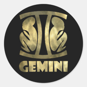 Sticker Rond Faux Rustic Gold Gemini Twins