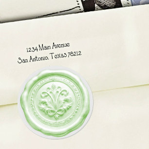 Sticker Rond Faux sceau d'enveloppe de cire Style 4 Vert 13 Aut