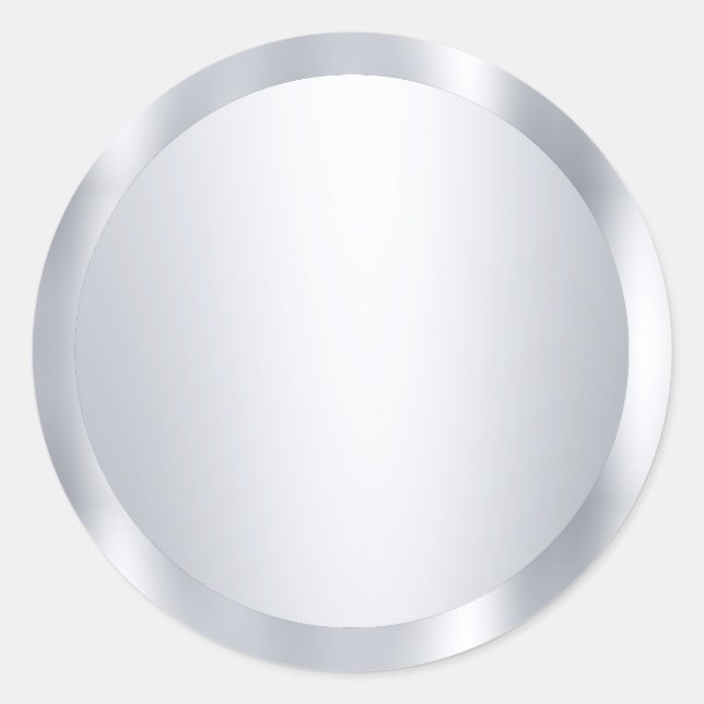 Sticker Rond Faux Silver Blank Modern Modèle Ajouter Votre Text (Devant)