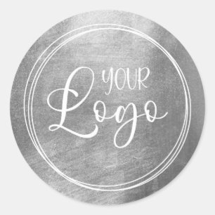 Sticker Rond Faux Silver Foil pour votre logo