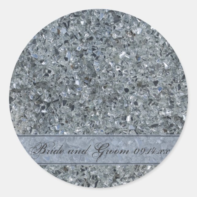 Sticker Rond Faux Sparkle Enveloppe Mariage (Devant)