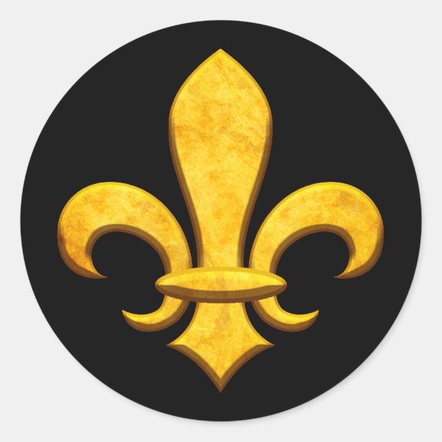Sticker Rond Faux Stone Gold Fleur de lis (Devant)