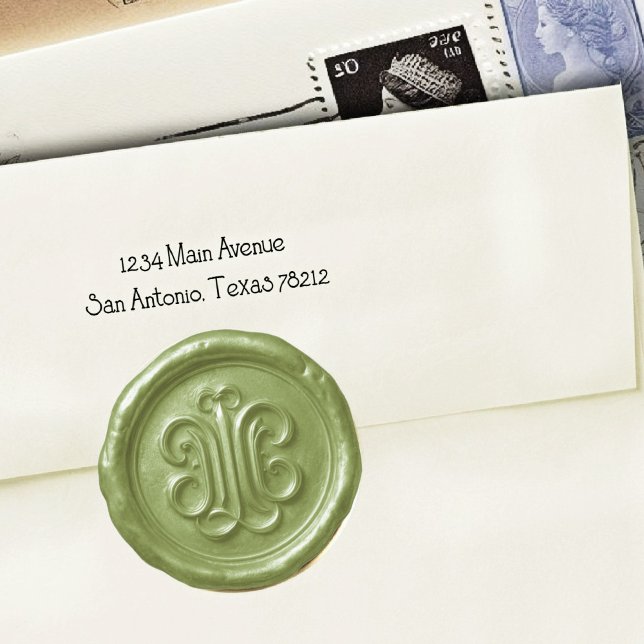 Sticker Rond Faux Wax Seal Deep Impression Green (Créateur téléchargé)