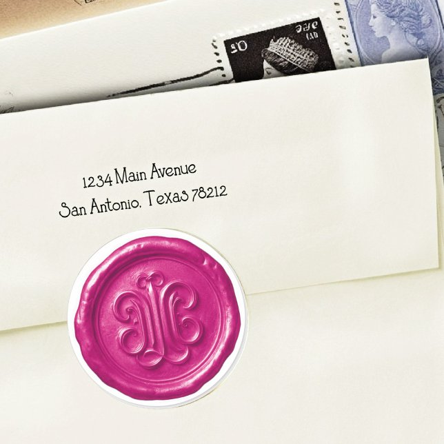 Sticker Rond Faux Wax Seal Deep Impression Hot Pink (Créateur téléchargé)